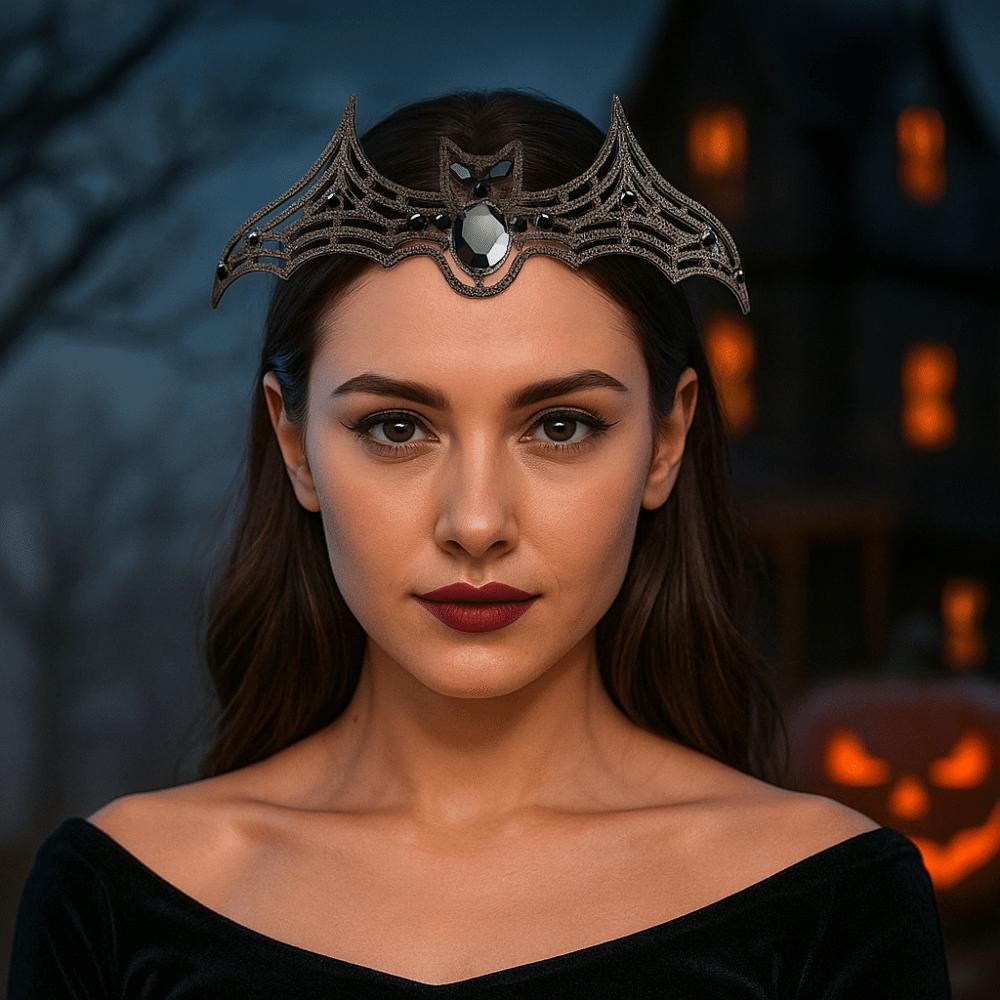 Dark Halloween Bat Hairband Metal Halloween Tiara Temperament Rhinestone Crowns  Party