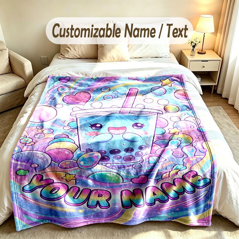 Fantasy Magic Theme Soft Blanket Personalized Custom Name Text Print Warm Blanket Home Sofa Bedroom Decor