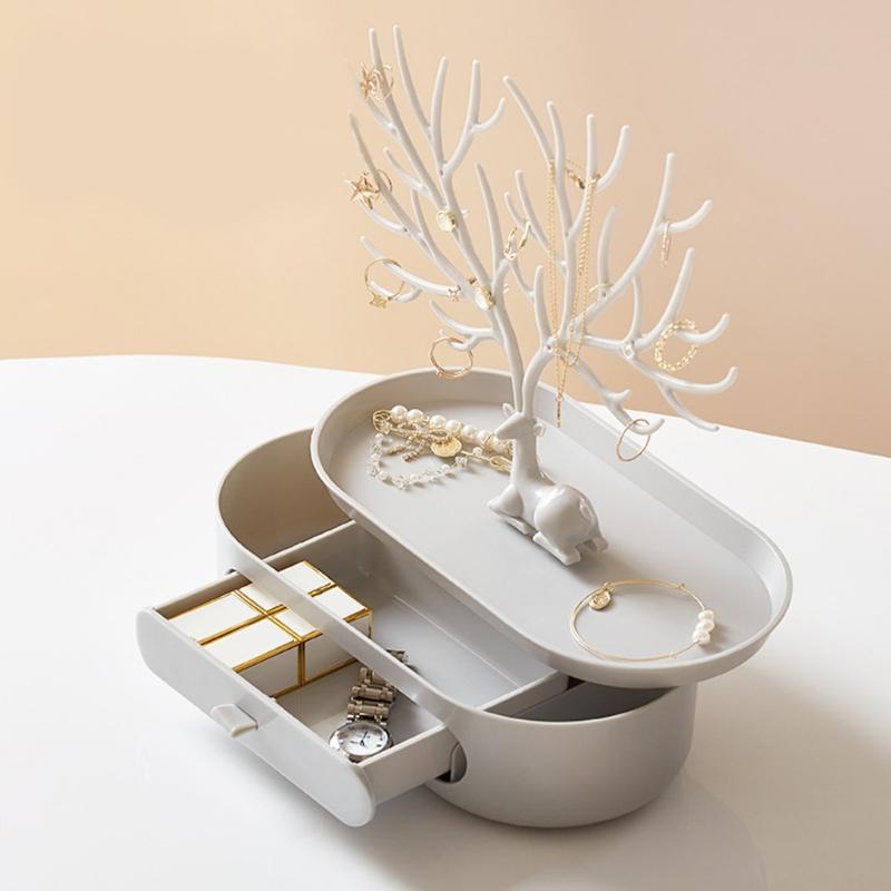Jewelry Storage Box with Mini Deer for Creative Holder for Earrings Necklace Ring Pendant Bracelet Storage and Display X3UC