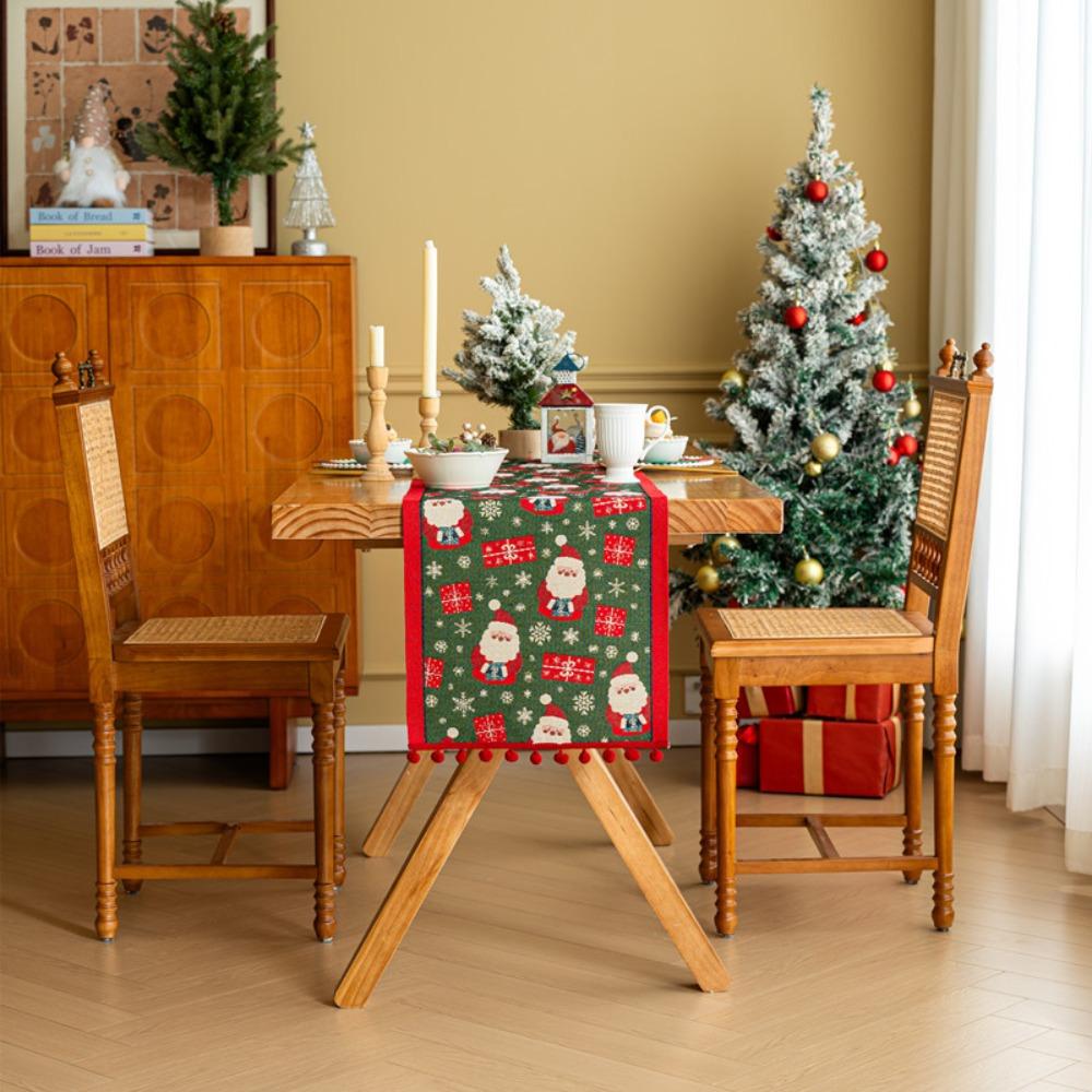 

Праздничная жаккардовая скатерть Клетка с рождественской елкой Поликоттон Декоративная накладка на стол для обеденного стола 35*120