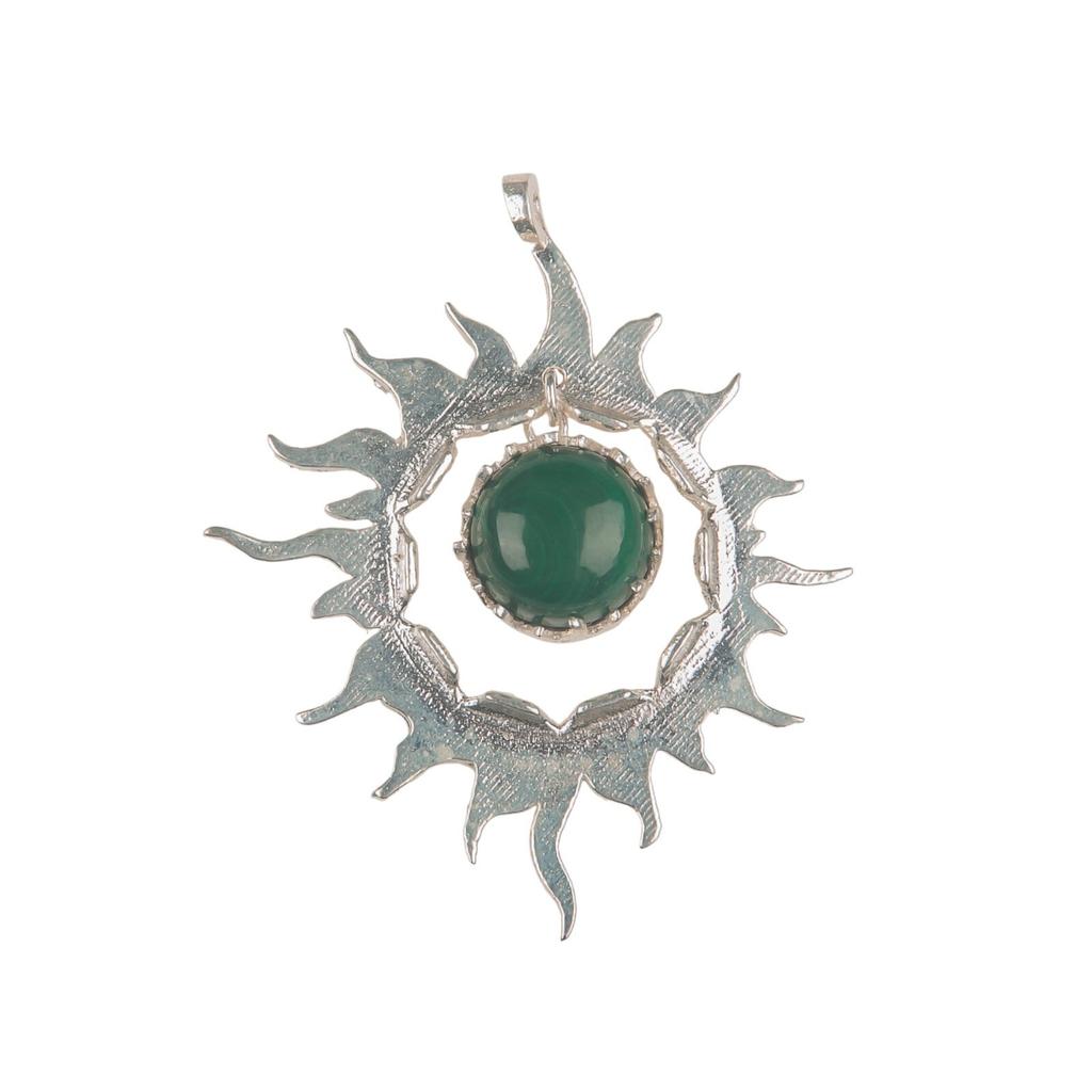 925 Solid Silver Multi Gemstone Sun Health Benefits Unisex Jewelry Pendant 1.76" CP-18