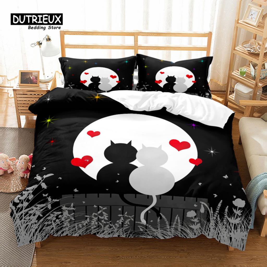 Kittens Animal Duvet Cover Set, Fashion Cat Bedding Set, Soft Comfortable Breathable Duvet Cover, For Bedroom Guest Room Decor