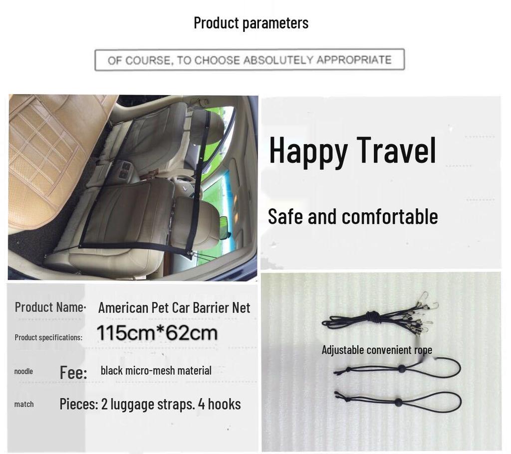 Cross-Border Pet Car Barrier: Rear Seat Isolation & Anti-Scratch Net