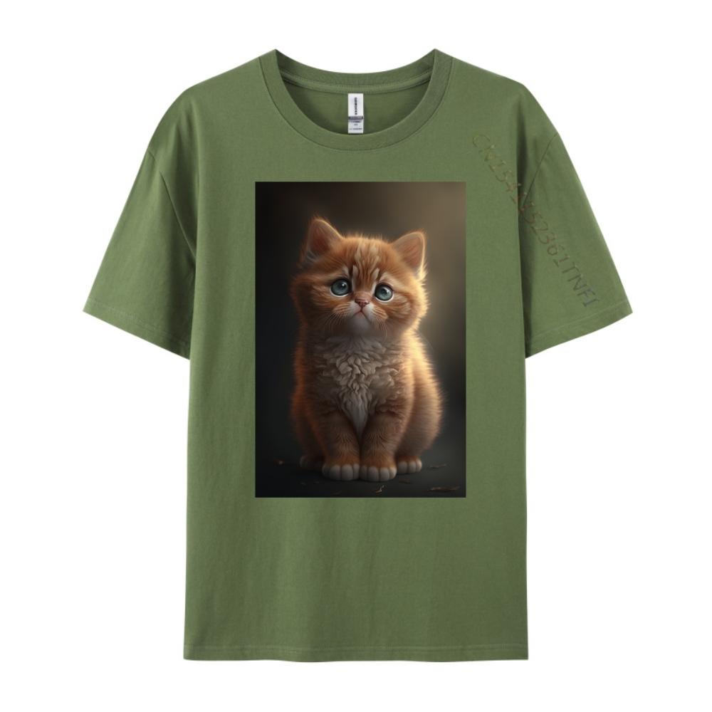 Cute Cat Kitten Luxury Clothing Men's Shirt Red And Black Graphic T Shirt Summer Original Mens T-Shirts Printed On