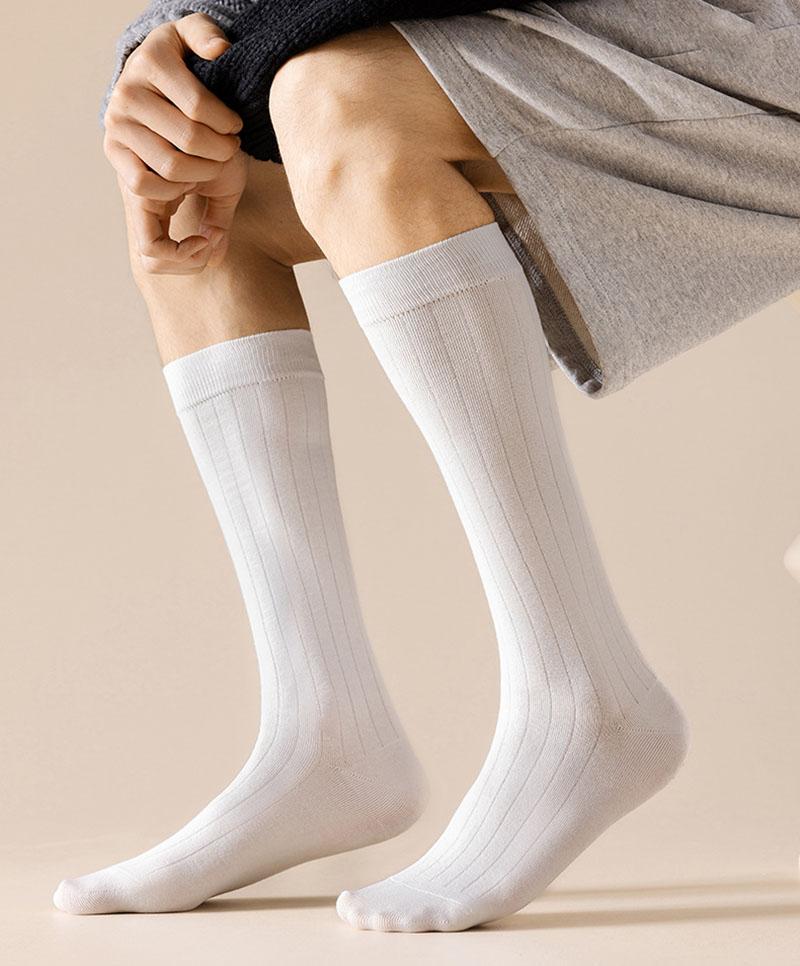 Einfache Mode Herren Kniestrümpfe Einfarbig Gestreift Strick Baumwolle Lange Socken Herren Strümpfe Sport Basketball Oberschenkelhohe Strümpfe