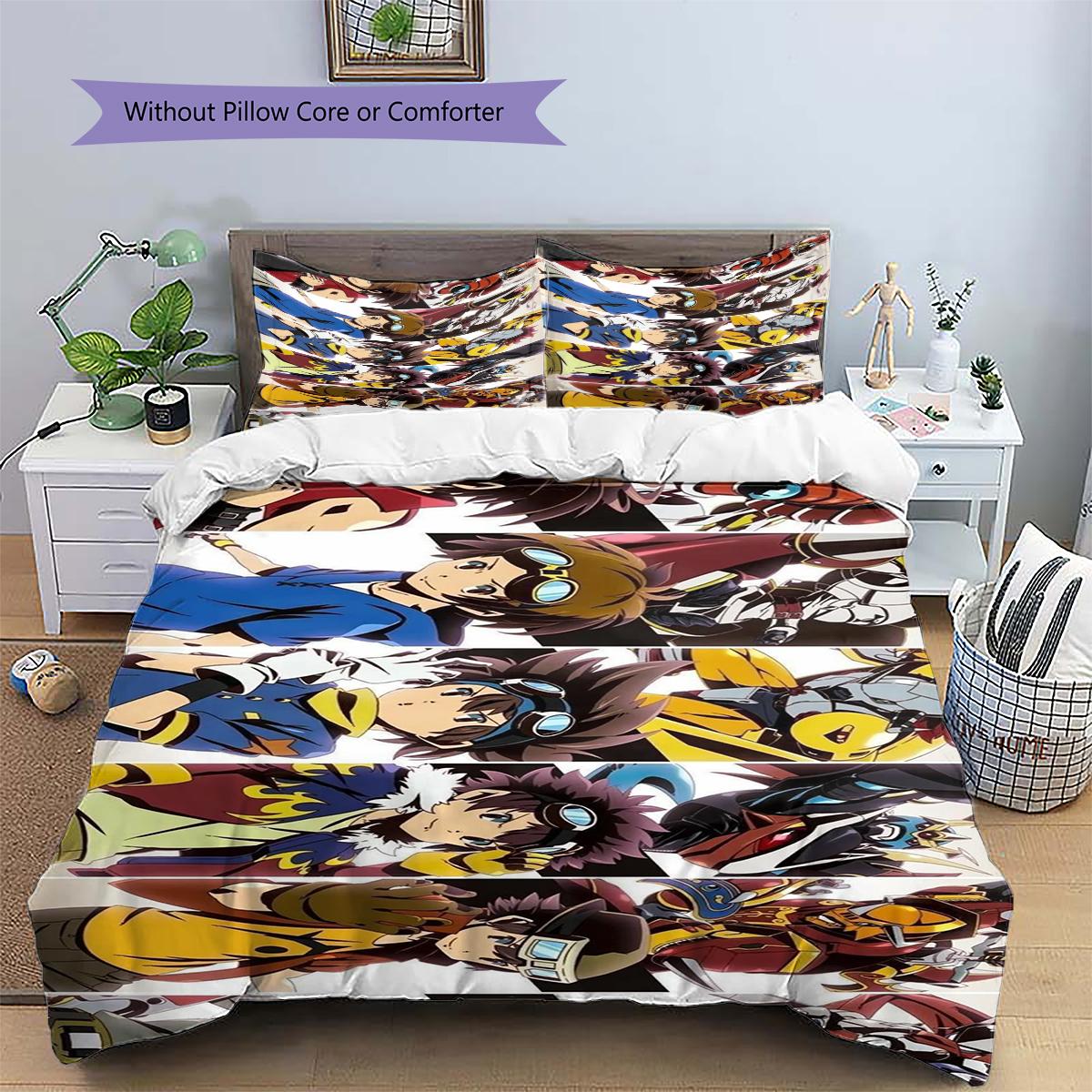 Digimon Collage Duvet Cover & Pillowcases, Digimon Fan Bedroom Bedding, Perfect Gift.chl 135x200cm