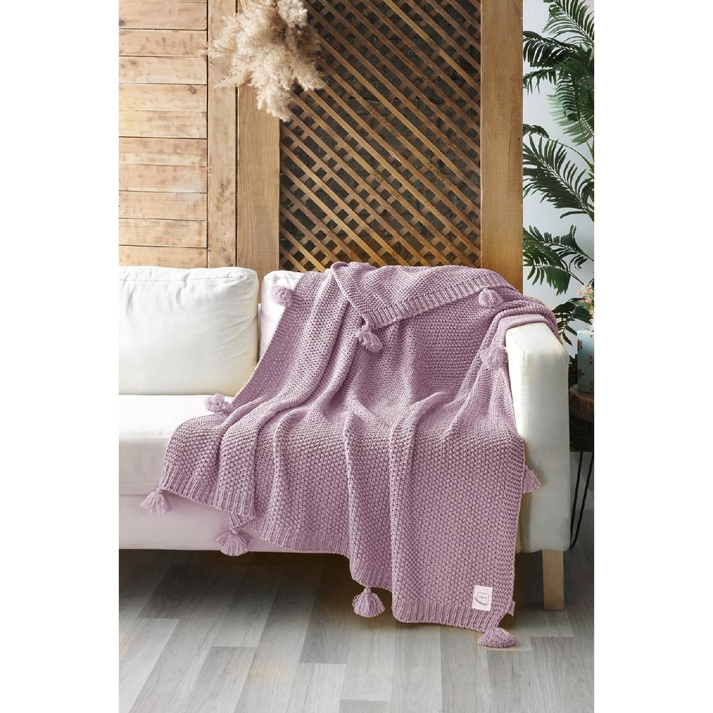 Valentinstagsgeschenk, Coco Rice, gestrickte Pompom-Strickwaren, TV-Decke, Sofa-Überwurf, Khaki