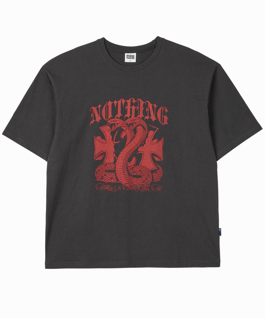 Nasttingijeubeleoldaenmi Snake Graphic Tee_Charcoal