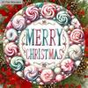 Pink Christmas Wooden Sign - Merry Christmas Round Sign for Front Door, Wall Hanging Decor - Ideal Christmas Ornament