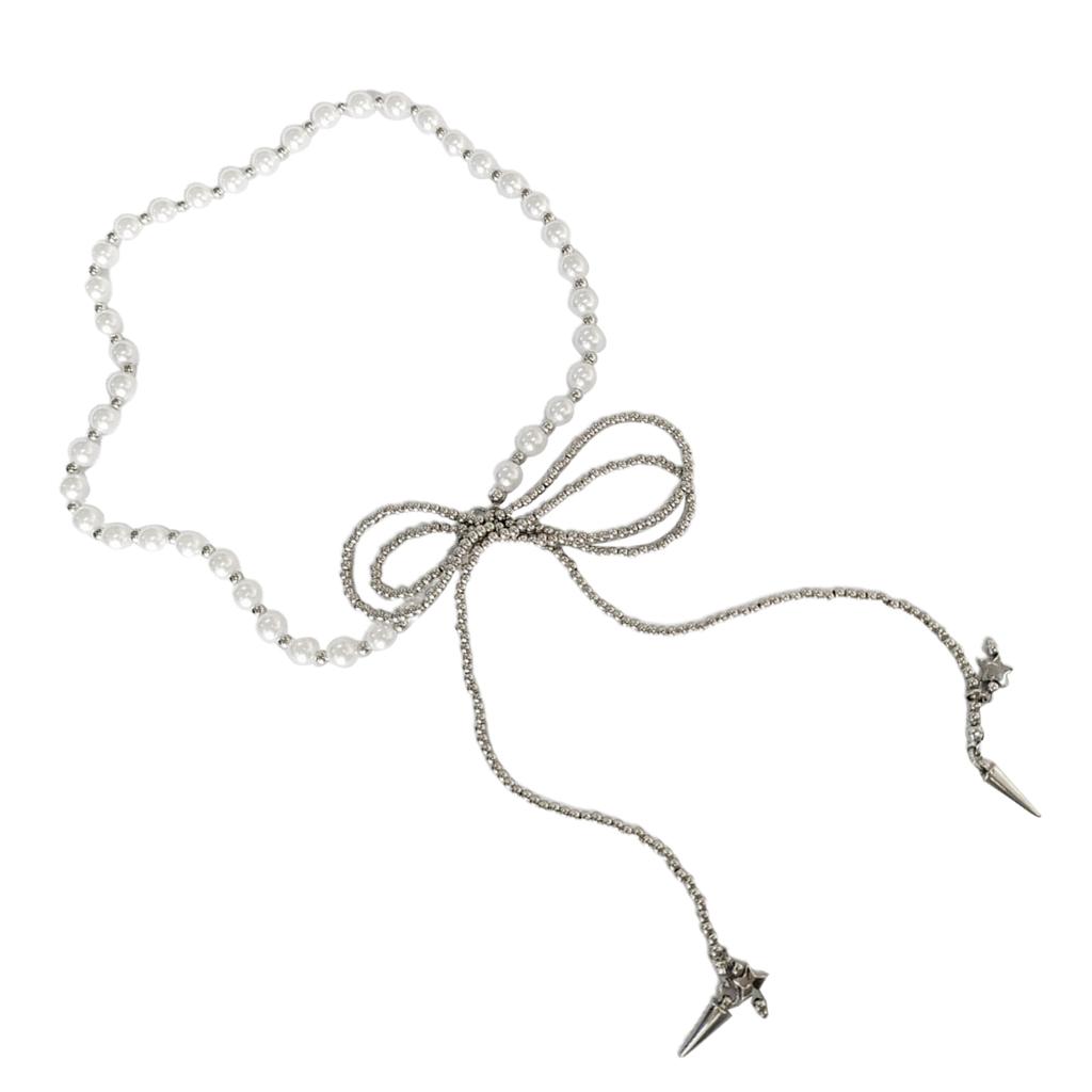 Elegant Beaded Necklace Imitation Pearls Choker Charm Adjustable Length Earrings Perfect for Daily and Party Wear