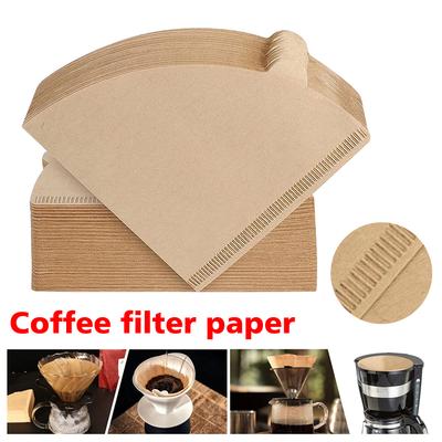 Kahve Demliği Filtre Kağıdı El Demleme Kupası 100 adet Amerikan Kahve Makinesi Filtresi Yelpaze Doğal Kahverengi V02 Kahve Filtre Kağıdı