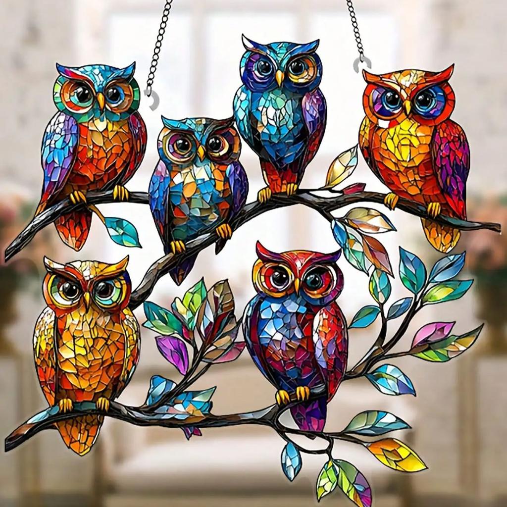 1pcs colorful owl pendant, suitable for home, living room, and bedroom decoration. It is a perfect gift for animal lovers,