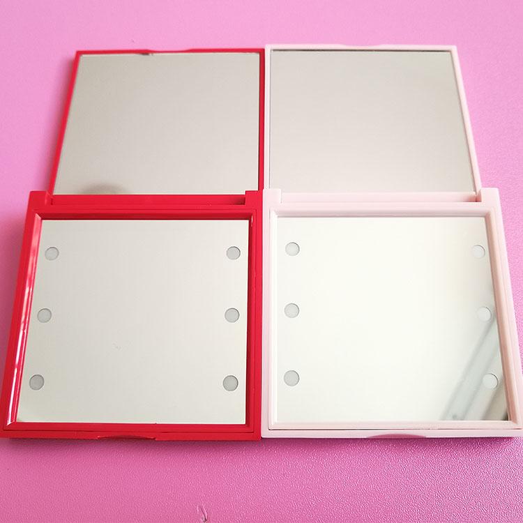 Colorful square Shaped 6 Led Compact Mirror