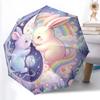 1pc Sturdy 8-Bone Auto Umbrella, Playful Bunny Rabbit Umbrella, Digital Printed, Foldable Umbrella for On-the-Go Outdoor Use