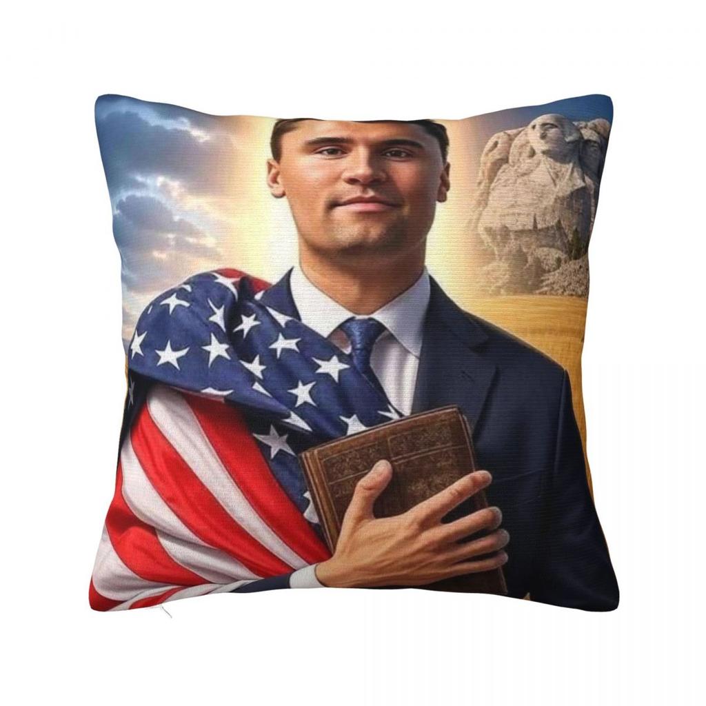 Pillow Case Charlie Kirk American Flag Polyester Pillow Cover Cute Funny Cushion Cover Pillowcases For Office Home Decorative