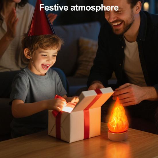3D Fake Flame Lamp 3 Modes Adjustable USB Rechargeable Simulated Campfire Light Home Indoor Outdoor Tent Decorative LED Night Light