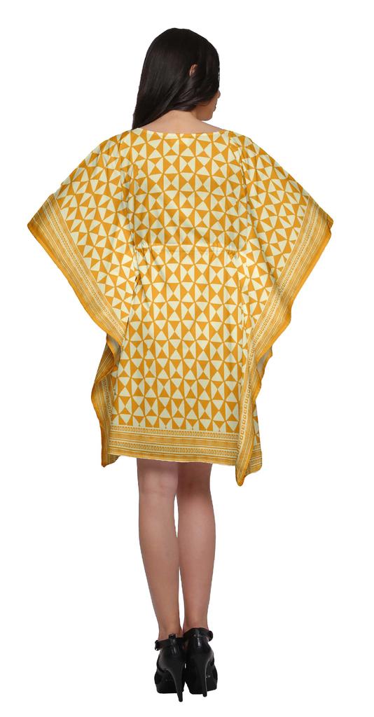 Moomaya Printed Women Kaftan Cover Up Beachwear Short Caftan Cover Up Dress