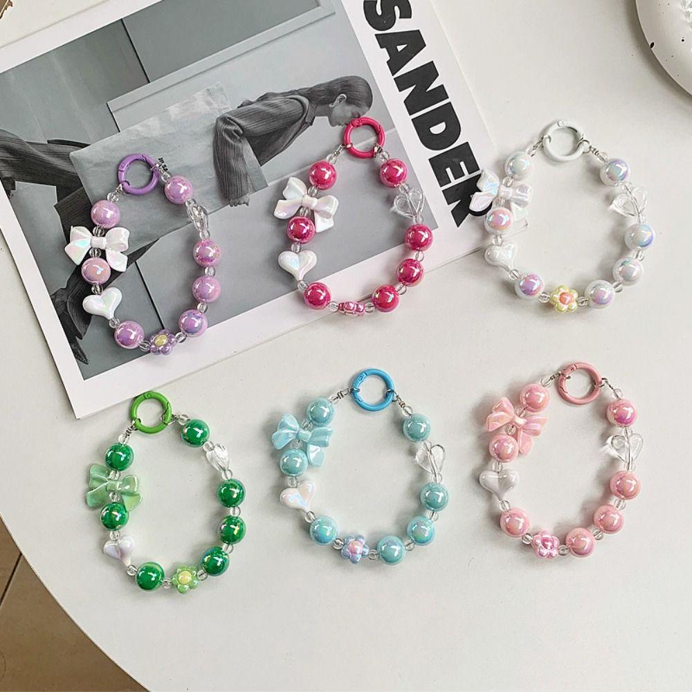 

Подвеска для мобильного телефона с бусинами, бант, бисерная нить, нежная цепочка для ключей от автомобиля, подвеска для мобильного телефона