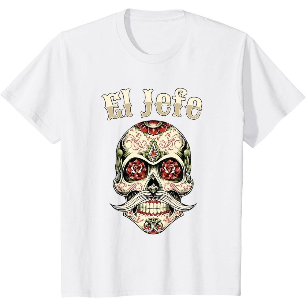 El Jefe Sugar Skull Womens T Shirt Los Muertos Boss Mexican Culture Skeleton Calaveras Day of The Dead Halloween Gifts