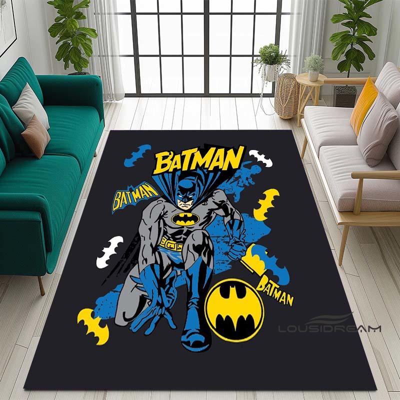 Cartoon Classic: Batman Area Rug — Batman Logo Accent Rug for Living Rooms & Kids' Bedrooms — Comfortable, Non-Slip, and Durable