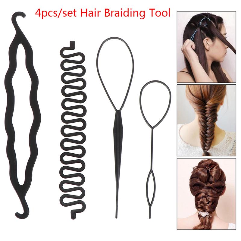 4Pcs/Set Hair Braiding Tool Roller With Magic Hair Clip Twist Styling Bun Maker 4Pcs/Set Hair Braiding Tool Roller With Magic Hair Clip Twist Styling Bun Maker