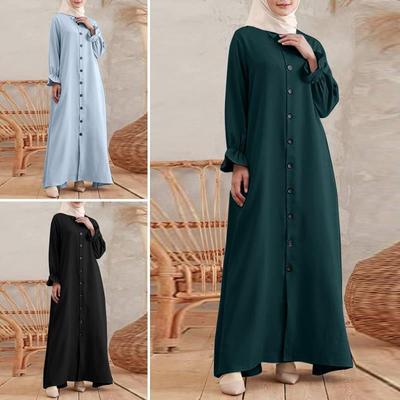 Women Autumn Muslim Baggy Long Dress Abaya Kaftan Full Sleeve Solid Oversized Maxi Sundress