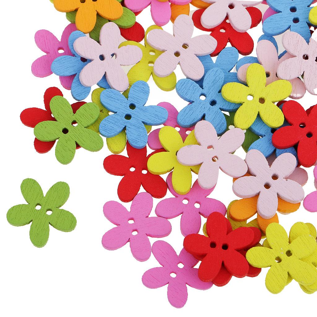 100 Pieces Multicolor 15x15mm 2 Holes Mixed Decorative Buttons Fit Sewing Crafts