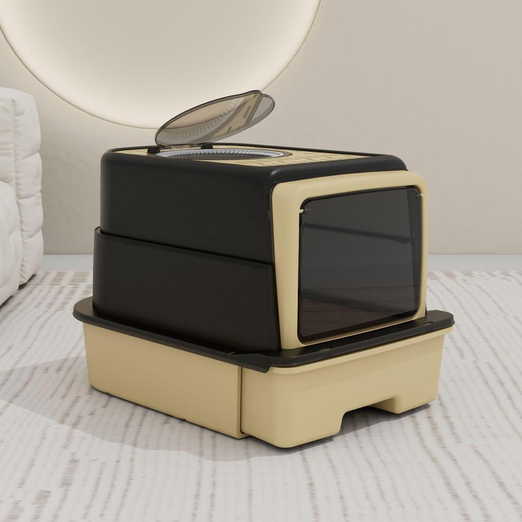 Vollständig geschlossene Katzentoilette mit Einstieg von oben – geruchsabweisendes und sandabweisendes Design