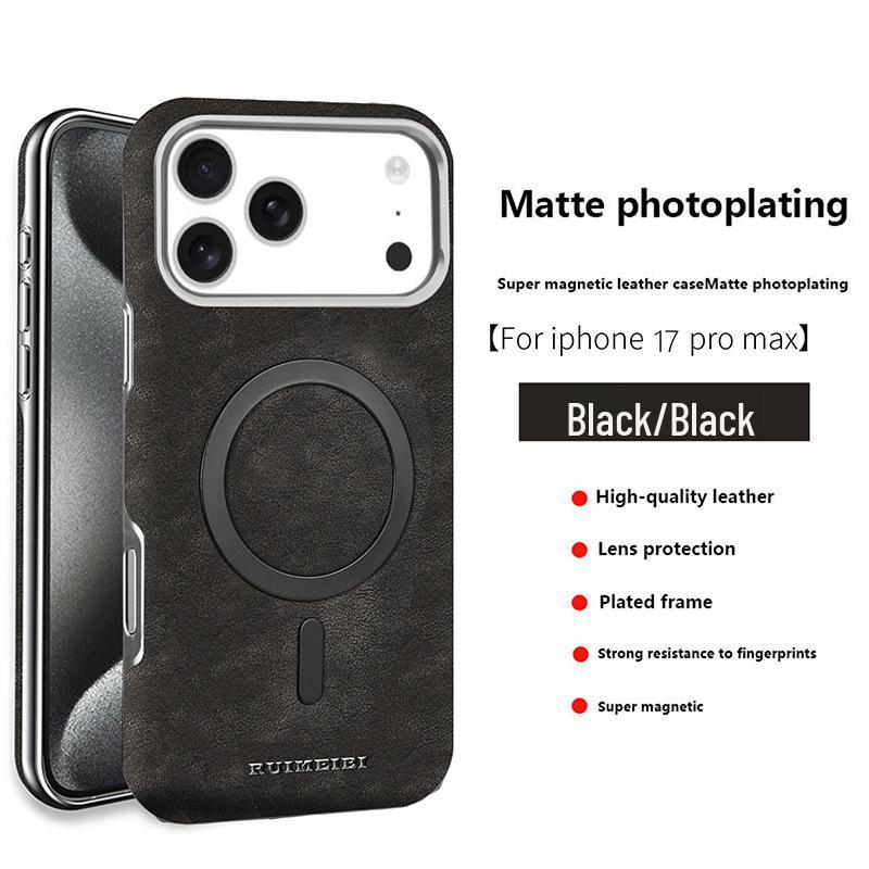 

Electroplated Magnetic Case with External Ring for iPhone 17/16 Pro Max 17 Pro чёрный