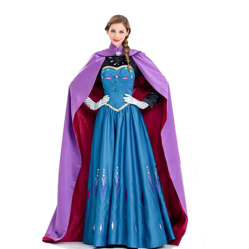 Halloween Frozen Elsa Coronation Dress Makeup Party Anime Costume
