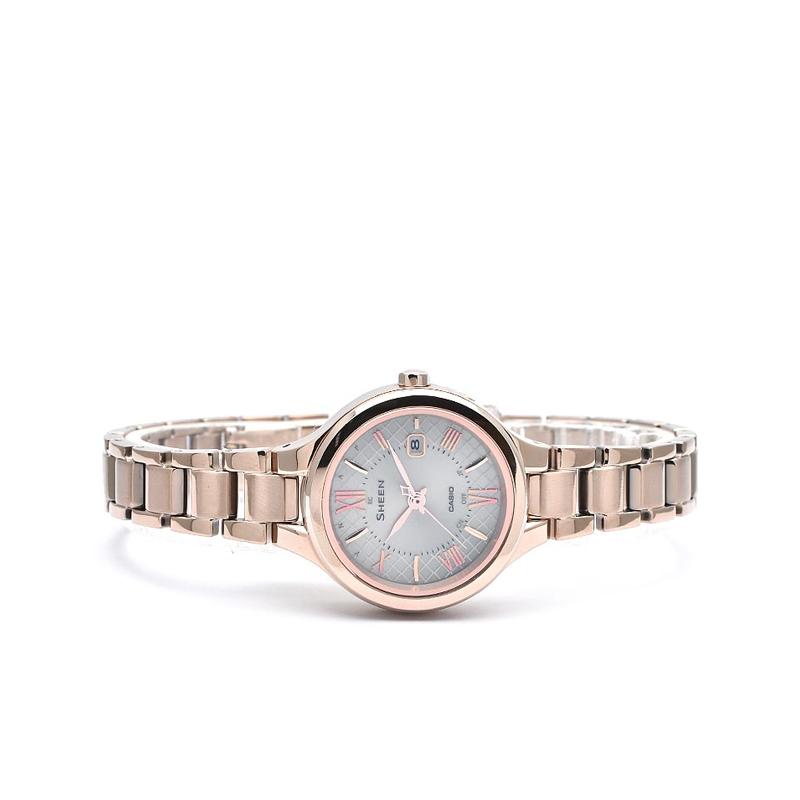 Casio Sheen Elegant and Generous Titanium Watch Quartz Titanium Strap Women's Watch White Dial SHW-7000TCG-4A