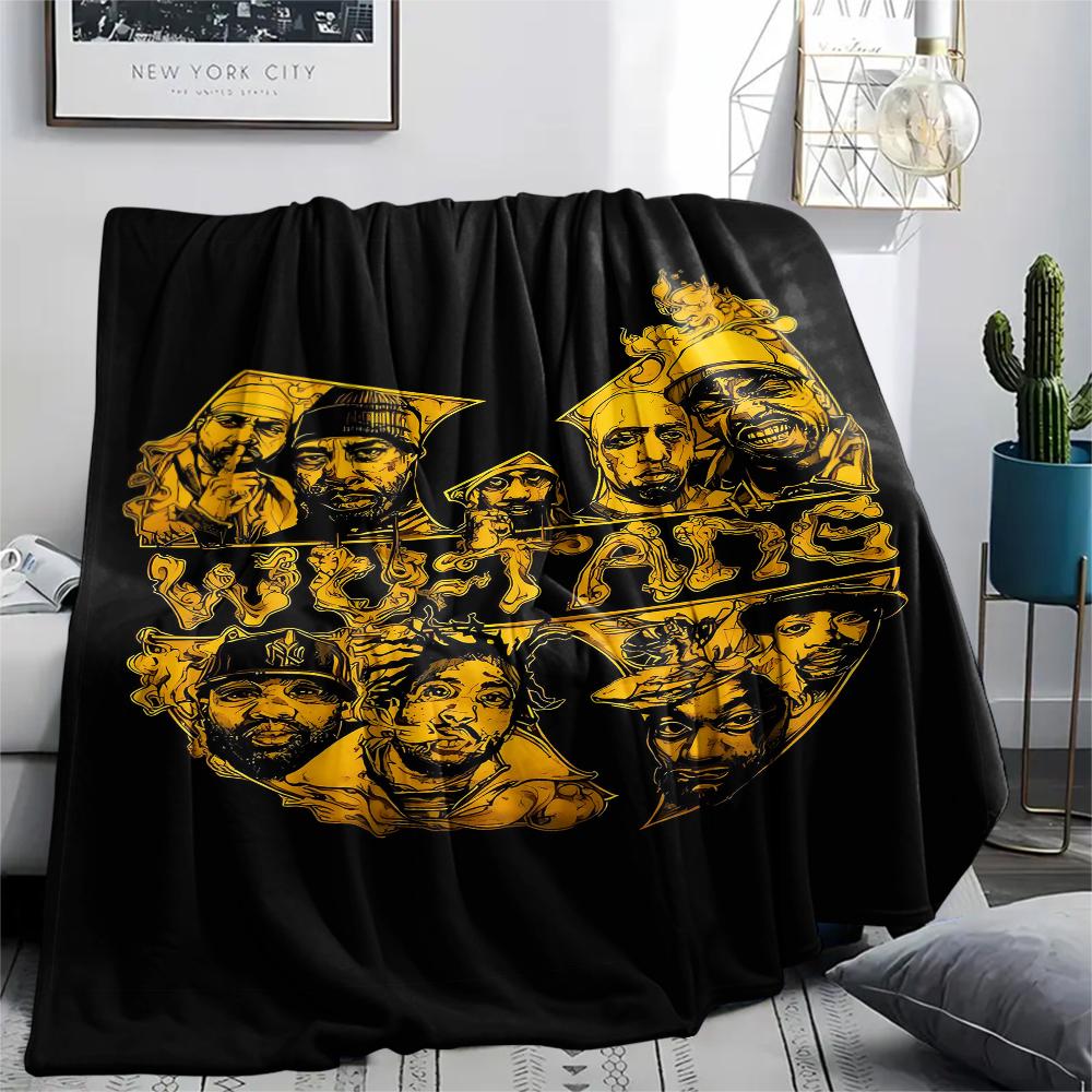 1PC Wu-Tang Clan Print Flannel Blanket, High quality All Seasons, Home Decor, Warmth and Comfort, Perfect for Christmas Gifts