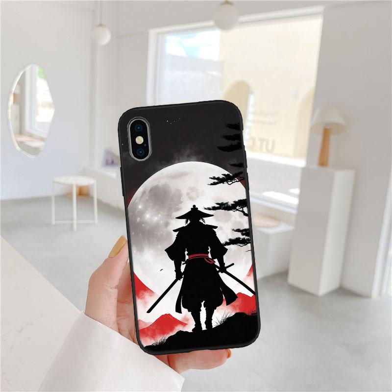 CJ70 Japan Samurai Soft Shell Phone Case for iPhone 16 15 14 13 12 Pro Max Plus Mini