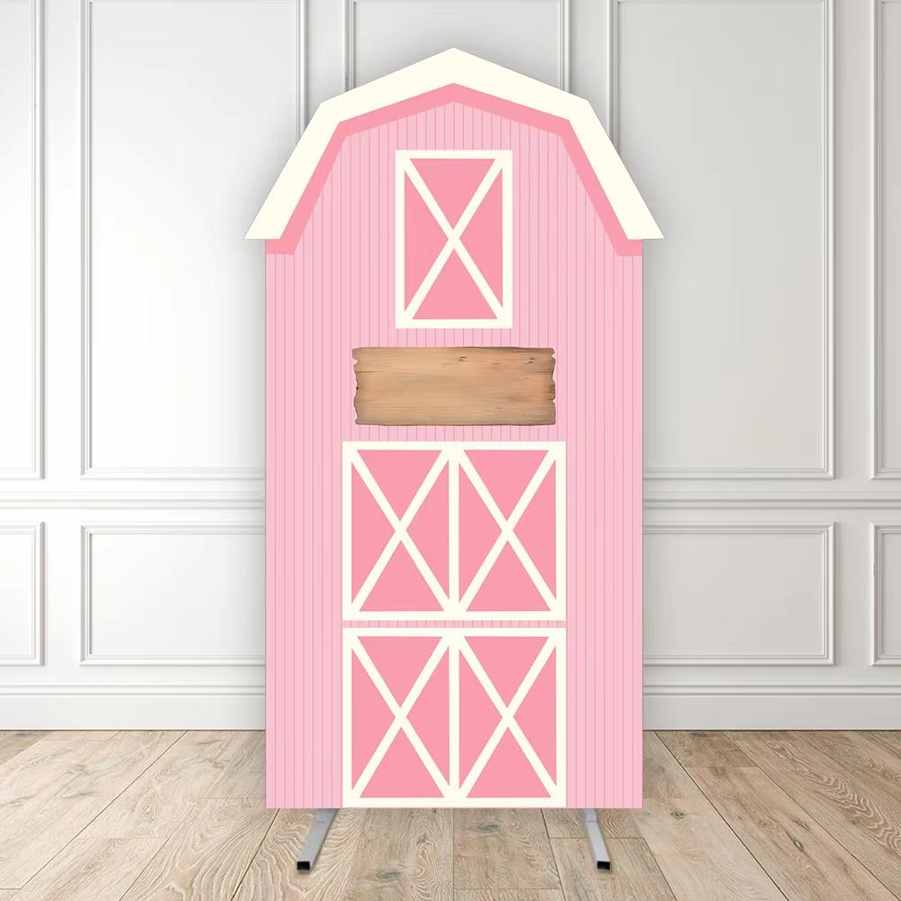 BEPAN Pink Kuh-Thema Bogen-Säulen-Hintergrund anpassbar Baby-Geburtstagsparty Taufe Babyparty Dekorations-Requisiten Stretch-Stoff