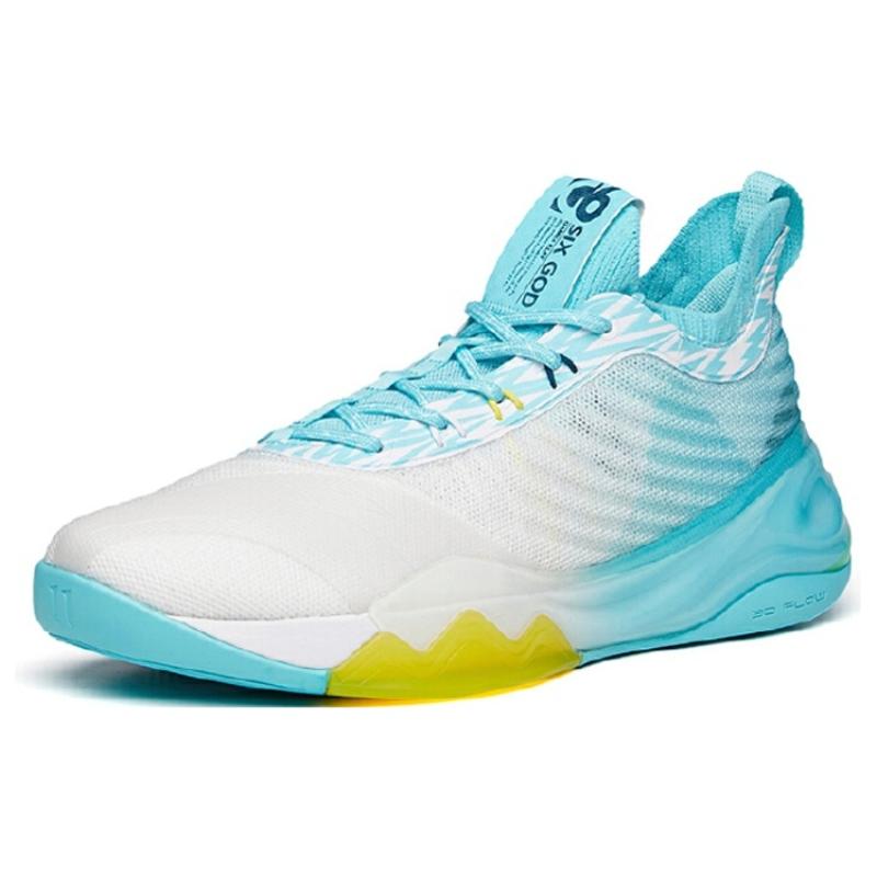 Anta KT6 KT Low Cushioning Anti-Slip And Wear-Resistant Mid-Top Performance Basketball Shoes White Blue Yellow Sneakers 112131102-1