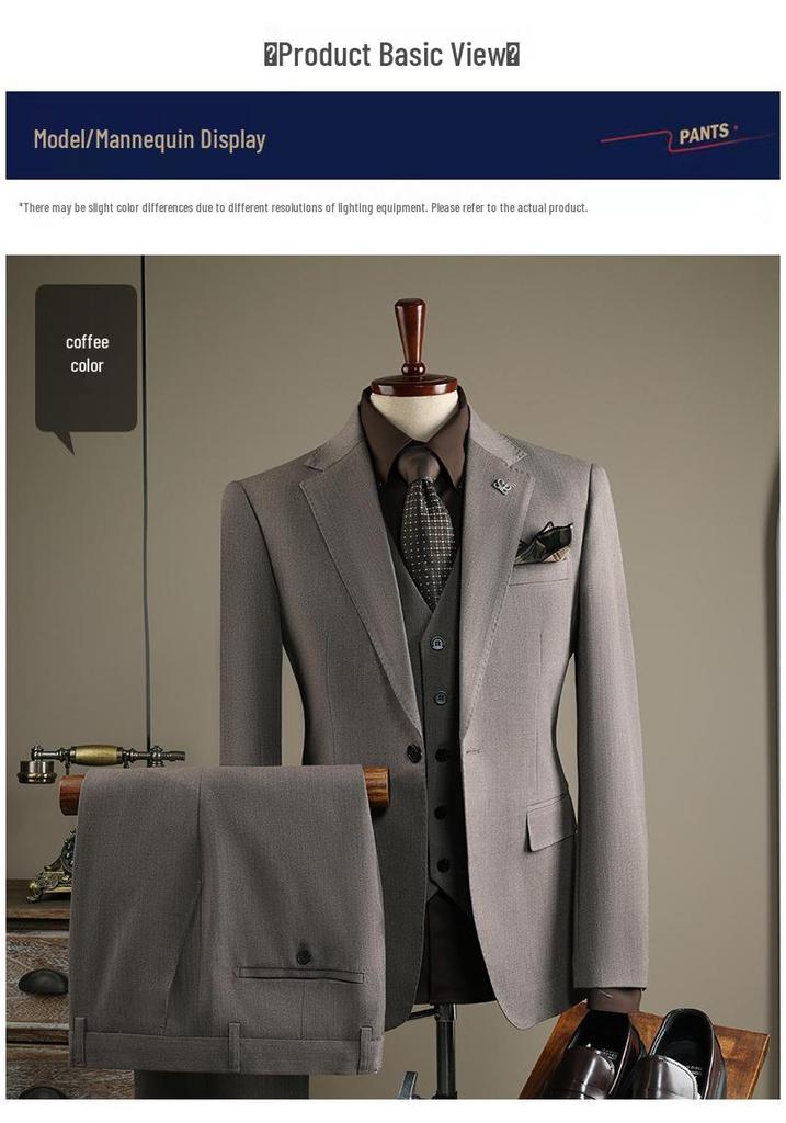 Plus Size Men's Striped Business Casual Wedding & Formal Suit Set