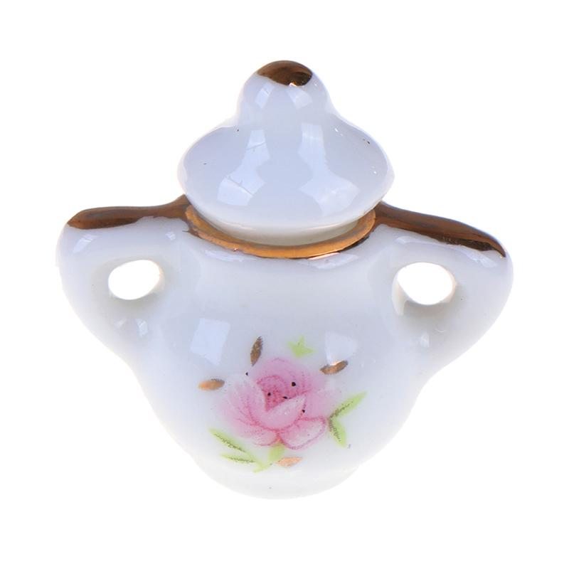 8Pcs 1/12 Dollhouse Miniature Dining Ware Porcelain Tea Set Dish Cups