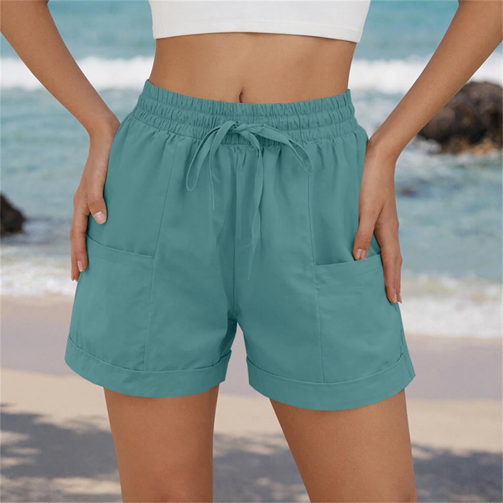 Women's Casual Loose Drawstring Beach Shorts With Pockets