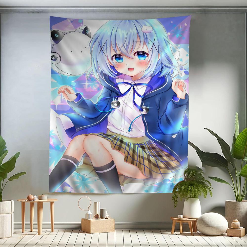 

Anime Is the order a rabbit Cartoon Tapestry Wall Hanging Decoration Household Home Decor Cute Anime Maid Girl Wall Tapestry 74x94cm(29x37in)