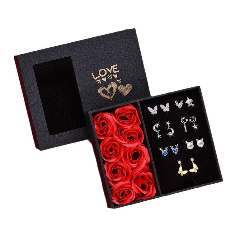 925 Sterling Silver Pearl Stud Earrings Set - Elegant Christmas Gift for Girlfriend