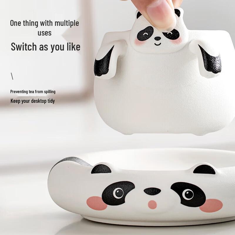 Panda Ceramic Filter Tea Mug with Coaster
