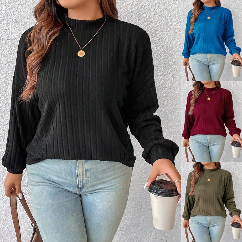 Women S Brushed Ribbed Half High Neck Solid Color Long Sleeve Top