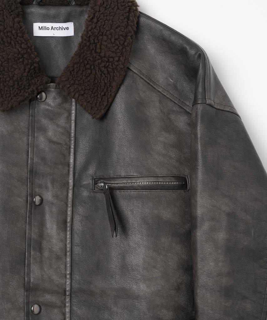 Millo Archive Vintage Shearling Middle Leather Jacket [Espresso]