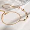 Colored Zircon Finger Chain Link Bracelet Minimalist Light Luxury Titanium Steel Jewelry