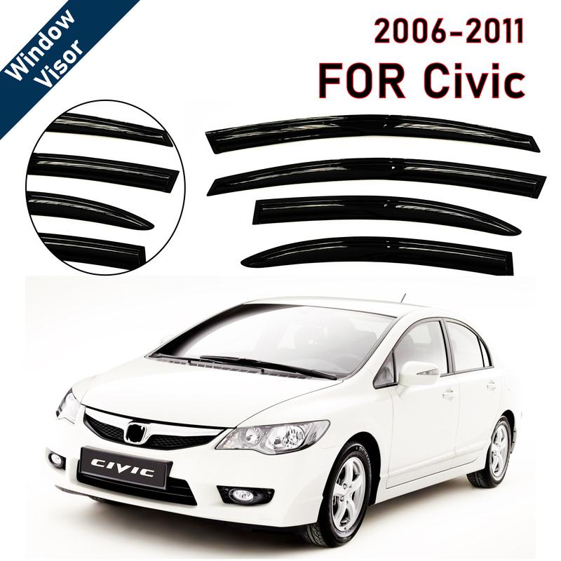 4 pcs of the latest model car window sunshade for Civic 2006-2011, window visor rain guards window visors window rain guards чёрный