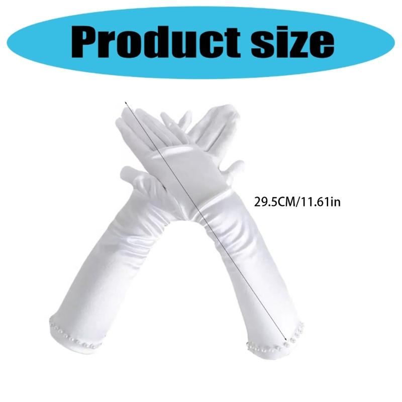 Kids White Gloves for Ceremony School Boys and Girls White Elastic Gloves for Dress Etiquette Gloves Stage Performances