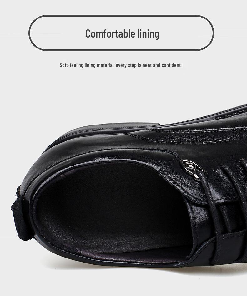 Men's Spring & Autumn Leather Shoes - 6cm Height Boost, Thick Sole, Formal/Casual Versatile Footwear