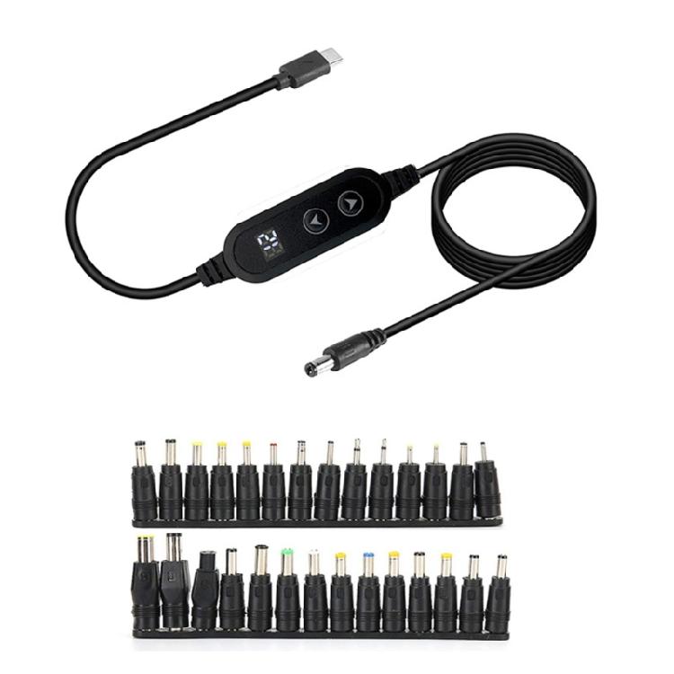 

USB C to DC5525 5.5X2.5MM Charging Cable 120CM Supports PD5V-20V Option Comes with 28 Connectors for Flexibility 1