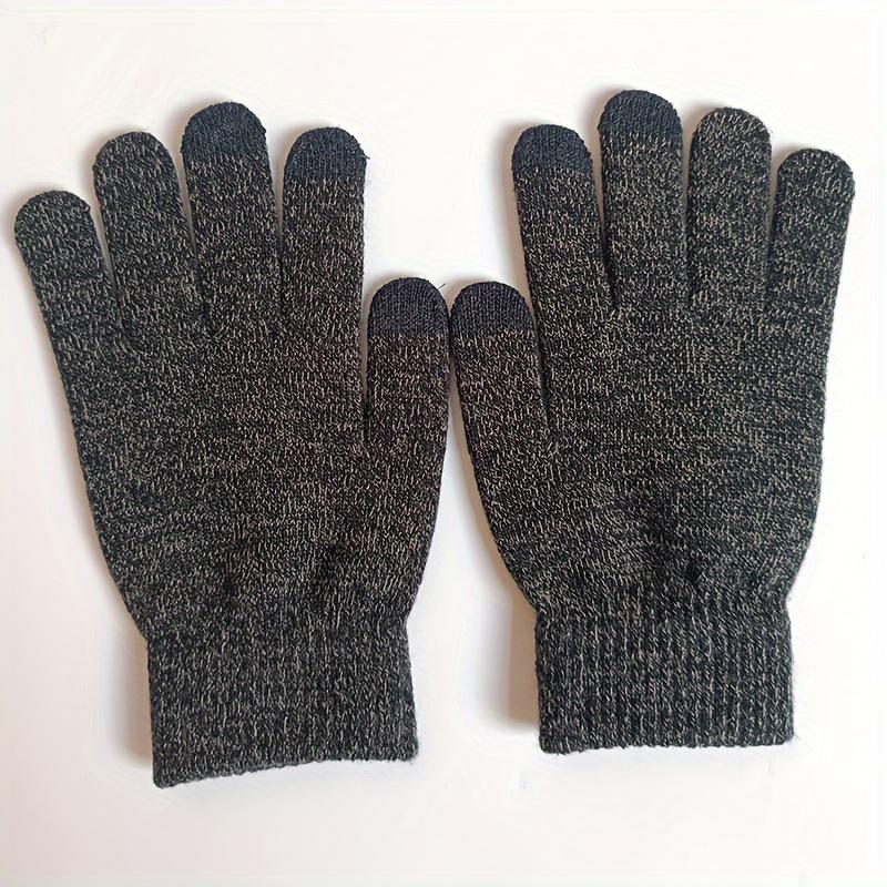 A Pair of Men's New Knitted Gloves Autumn and Winter Outdoor Wool Winterproof Full Finger Gloves Warm Thick Touch Screen Gloves