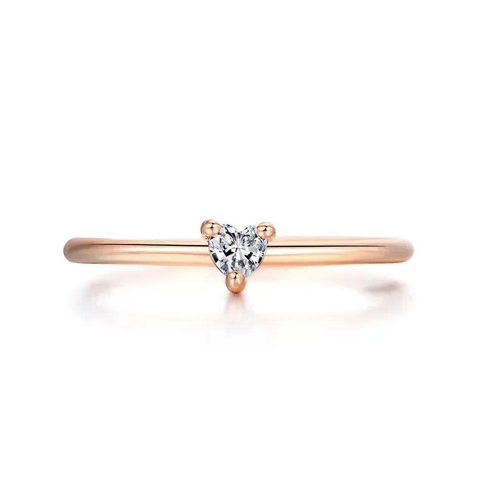 Luxury Dainty Thin Rings for Women Gold Silver Color Love Heart Zircon Delicate Wedding Dating Ring Fashion Jewelry Gift